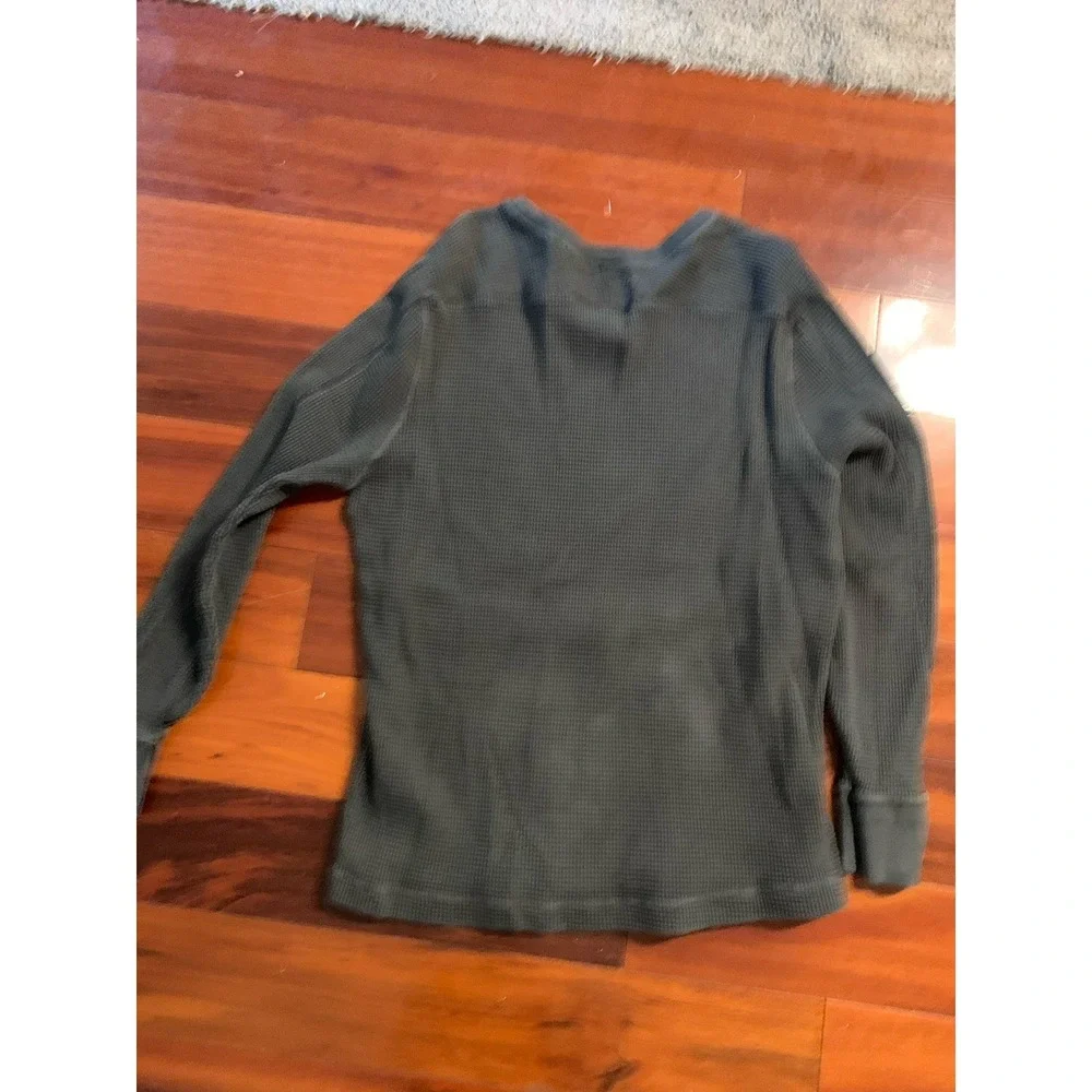 American Giant Shirt Womens XL Gray Heavyweight Waffle Knit Thermal Long Sleeve